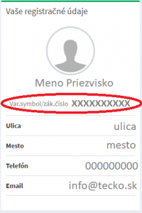 TEČKO variabilný symbol