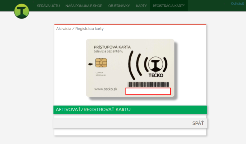 TEČKO aktivácia karty